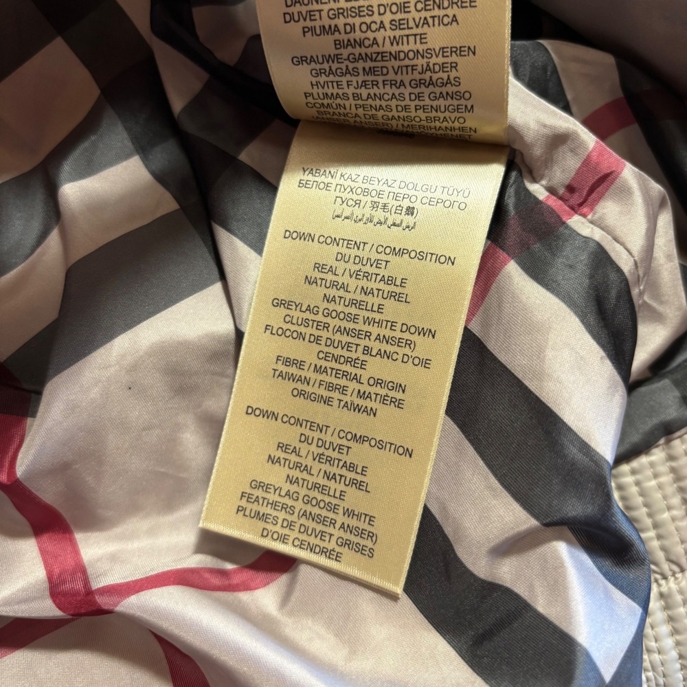 Burberry‎ Brit Townfield Down Puffer Jacket Women's Quilted Coat High Neck Beige - Picture 8 of 14